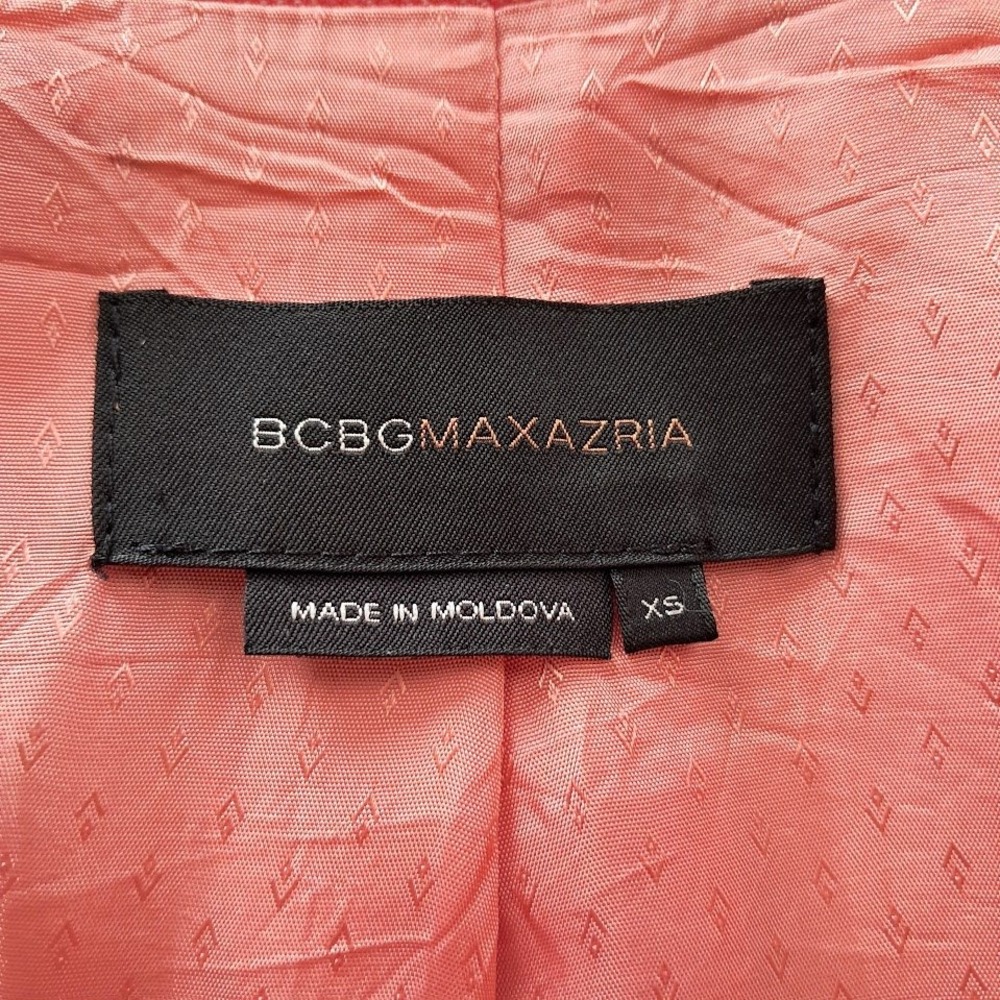 BCBGMAXAZRIA Coral Pink Herringbone Wool Blend Tailored Blazer Jacket XS - Picture 7 of 9